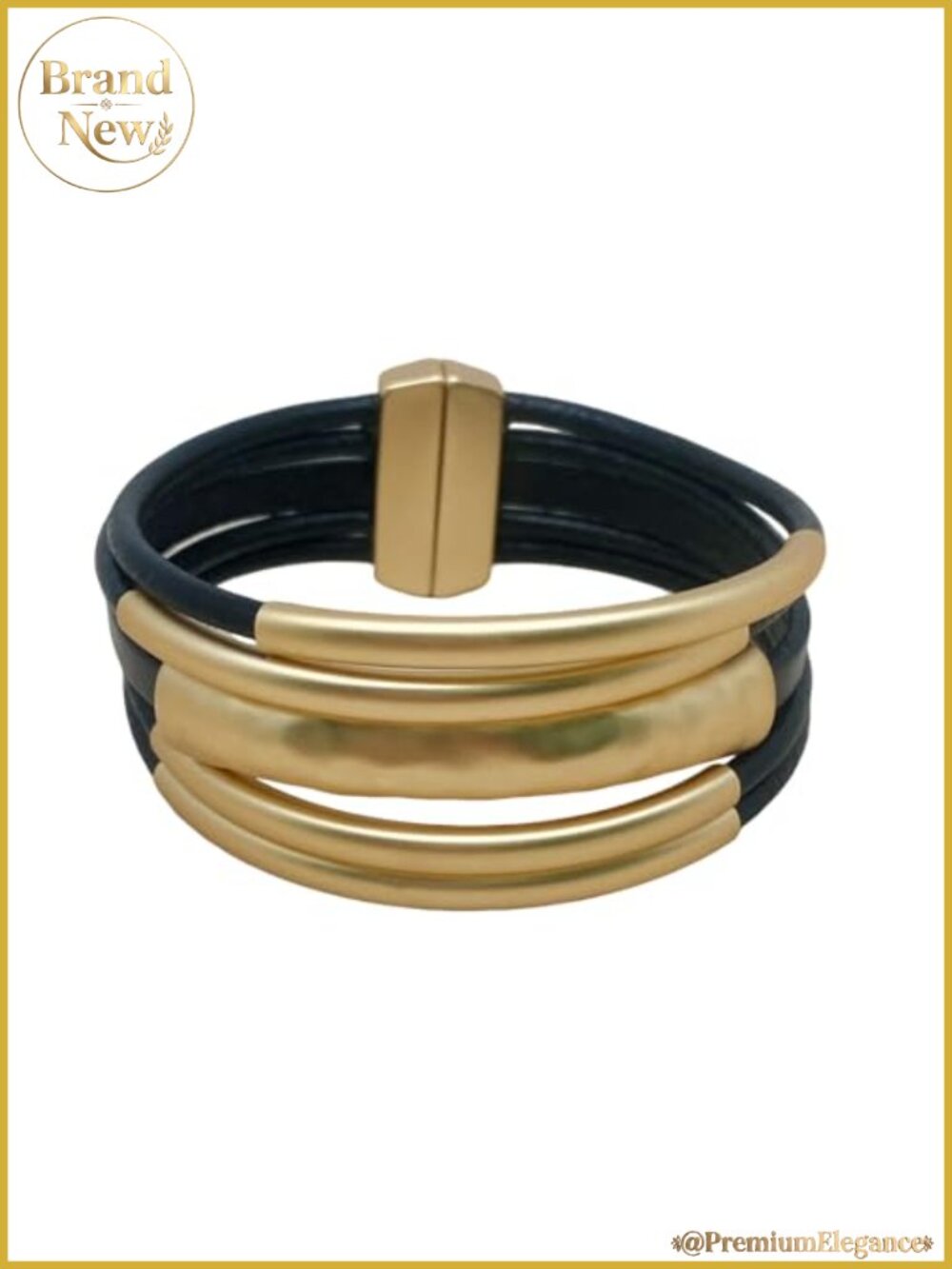 Women's Multi-Layer Leather Wrap Bracelet Gold Plated Boho Cuff Bangle